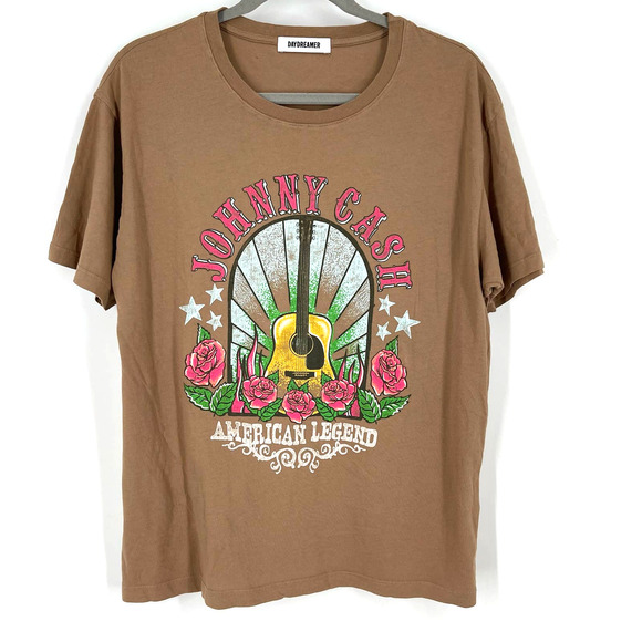 Daydreamer Johnny Cash American Legend Boyfriend Tee Brown Medium - Picture 1 of 6